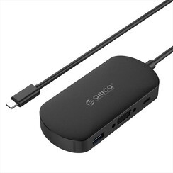 3-in-1 Type-C hub with USB 3.0 Type-A, Type-C PD and VGA ports - Black