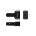 Orico 3 poorts autolader met Quick Charge 3.0 (Qualcomm)- Snelle QC3.0 35W 3-poort Autolader voor Smartphones, tablets, powerbank, e-readers en meer - Zwart