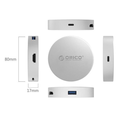 Orico USB Type C to HDMI converter with 1x USB Type C and 1x USB 3.0 hub