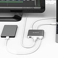 Orico Aluminum USB Type-C hub suitable for MacBook, 1x USB Type C, 3x USB 3.0 1x HDMI Converter - Sky Gray