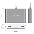 Orico Aluminum USB Type-C hub suitable for MacBook, 1x USB Type C, 3x USB 3.0 1x HDMI Converter - Sky Gray