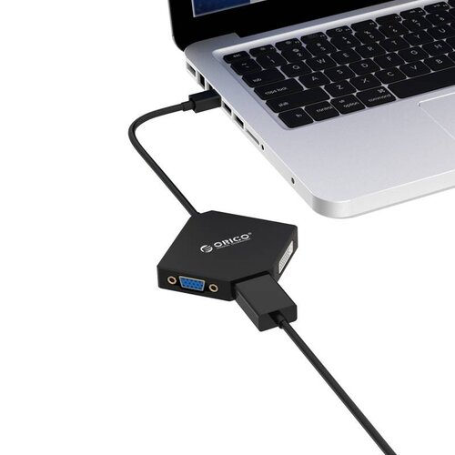 Orico Mini Displayport to HDMI, DVI and VGA Adapter - 4K - 17 cm - Black