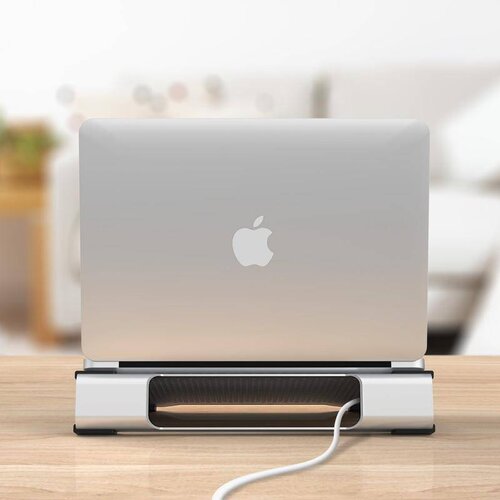 Orico Multifunktionale Aluminium Laptop Ständer / Cooling Pad - Wärmeleitung, Kabelmanagement und ergonomische Haltung - für Notebooks bis 15 Zoll - Mac Style - Silber