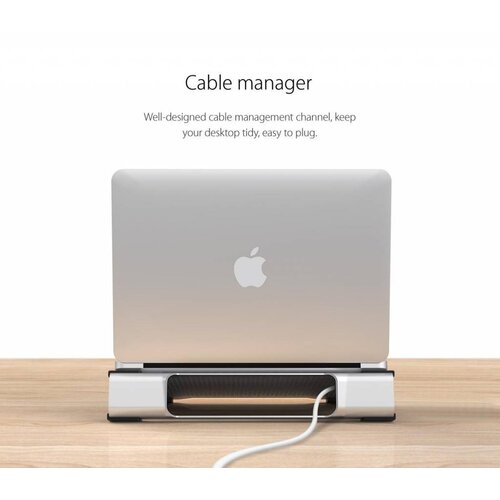 Orico Multifunktionale Aluminium Laptop Ständer / Cooling Pad - Wärmeleitung, Kabelmanagement und ergonomische Haltung - für Notebooks bis 15 Zoll - Mac Style - Silber