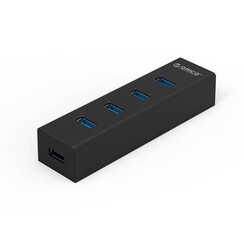 Mattschwarzer USB3.0-Hub mit 4 Typ-A-Anschlüssen