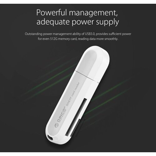 Orico Multifunction USB3.0 Card reader for TF & SD Memory cards - USB stick 2TB - OTG function - 5Gbps - White