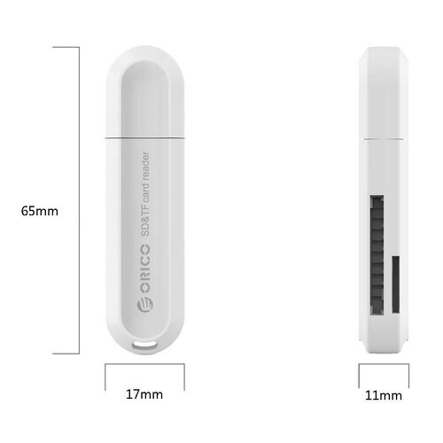 Orico Multifunction USB3.0 Card reader for TF & SD Memory cards - USB stick 2TB - OTG function - 5Gbps - White