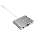 Orico Aluminum hub from Type-C to HDMI, VGA, USB3.0 type-A and USB type-C - Power Delivery - 5Gbps - 15CM Cable - Gray