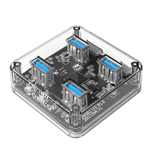 Orico Transparante Hub met 4 USB3.0 type-A poorten – 5 Gbps – Speciale LED-indicator – Datakabel van 1M