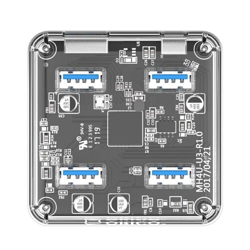 Orico Transparante Hub met 4 USB3.0 type-A poorten – 5 Gbps – Speciale LED-indicator – Datakabel van 1M