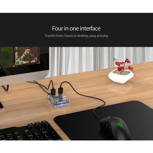 Orico Transparante Hub met 4 USB3.0 type-A poorten – 5 Gbps – Speciale LED-indicator – Datakabel van 1M