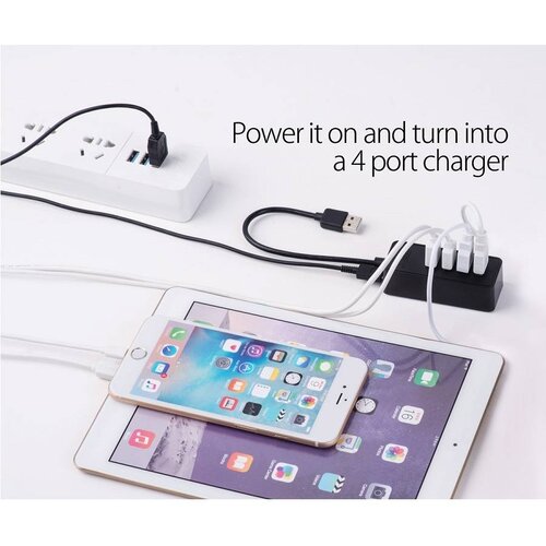 Orico USB3.0 Hub met 4 USB3.0 type-A poorten – 5Gbps – 100CM Datakabel – OTG-Functie - voor Windows, Linux en Mac OS - Zwart