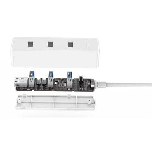 Orico USB3.0 hub met 4 type-A poorten – 5Gbps – 30CM USB3.0 Datakabel – voor Windows, Linux en Mac OS - Wit