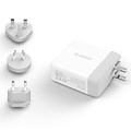 Orico Wereld Reislader met 4x USB3.0 Poorten - Incl. EU/UK/AUS opzetstekkers - 34W - Wit