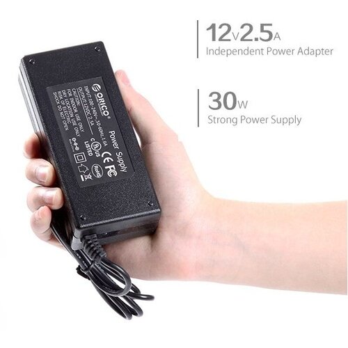 Orico USB3.0 Hub met 10 Type-A poorten - 5Gbps - Incl. Datakabel & Stroomadapter - aan/uit schakelaar - 30W - Zwart