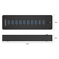 Orico USB3.0 Hub met 10 Type-A poorten - 5Gbps - Incl. Datakabel & Stroomadapter - aan/uit schakelaar - 30W - Zwart