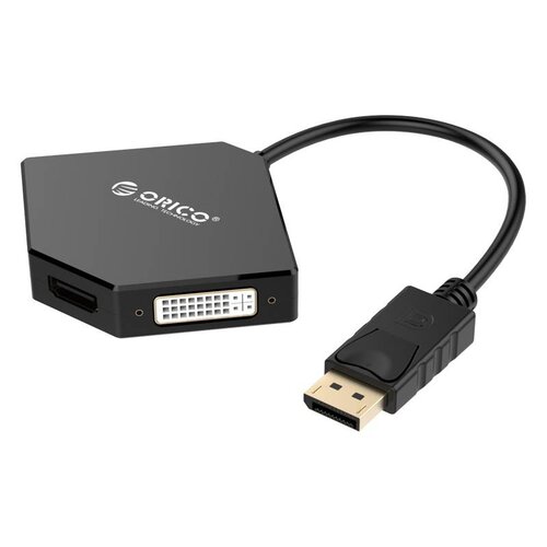 Orico Display port to HDMI, DVI and VGA Adapter - cable length: 17 cm - Video & Audio - 1920 x 1080P - Black