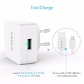 Orico USB thuislader met Quick Charge 2.0 laadpoort - 5V/9V/12V - Max 18W - Intelligente Chip - Wit