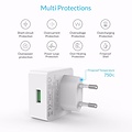 Orico USB thuislader met Quick Charge 2.0 laadpoort - 5V/9V/12V - Max 18W - Intelligente Chip - Wit