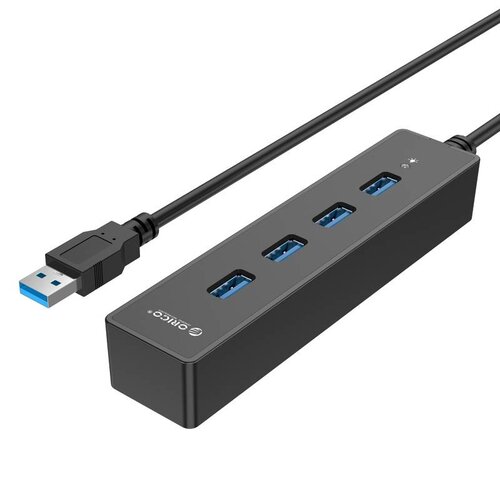 Orico HUB USB3.0 avec 4 ports pour Windows et Mac OS - 5 Gbit / s - Puce VIA - Indicateur LED - Noir