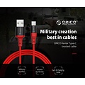 Orico 1 meter USB Type-C data- en oplaadkabel - 2.4A - Rood