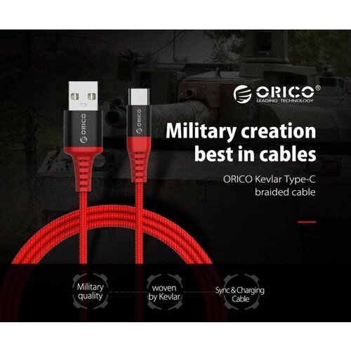 Orico 1 meter USB Type-C data- en oplaadkabel - 2.4A - Rood