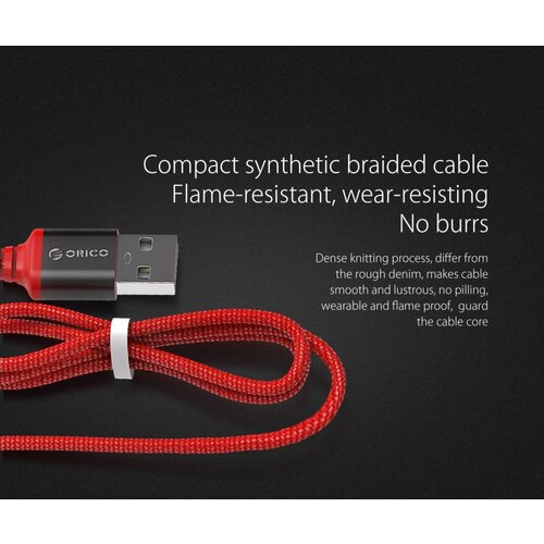 Orico 1 meter USB Type-C data- en oplaadkabel - 2.4A - Rood