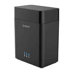 Soft closing 2-Bay Type-C harde schijf station voor 3.5 inch SATA HDD – zwart