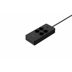 USB power strip with four sockets and five USB charging ports - 4000W - Black