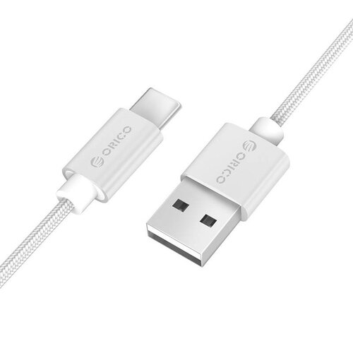 Orico USB Type-C laad- en datakabel - 3A - Gevlochten Nylon - Aluminium - 1 Meter - Zilver