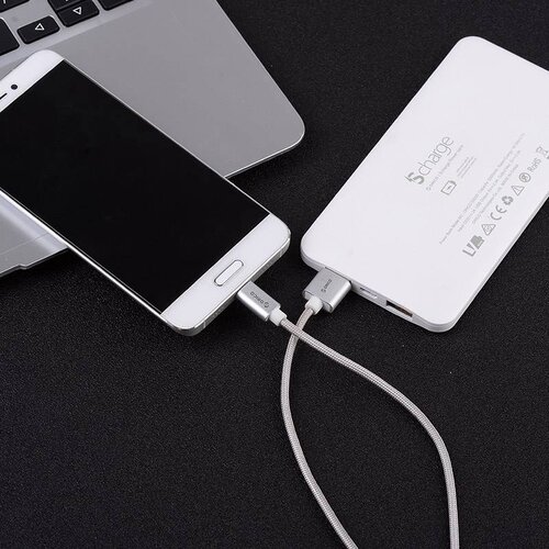 Orico USB Type-C laad- en datakabel - 3A - Gevlochten Nylon - Aluminium - 1 Meter - Zilver