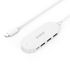 Type-C hub met 3 USB-A poorten en 1x USB-C poort - Wit