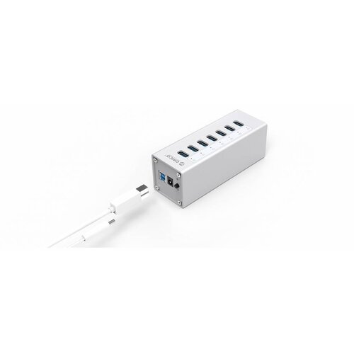 Orico Aluminium USB 3.0 Hub met 7 poorten - Incl. 12V stroom adapter - Zilver