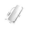 Orico Hub multifonctionnel USB3.0 Type-C en aluminium - Alimentation - 4K HDMI - 2 x USB3.0 Type-A - Lecteur de carte SD / TF - argent