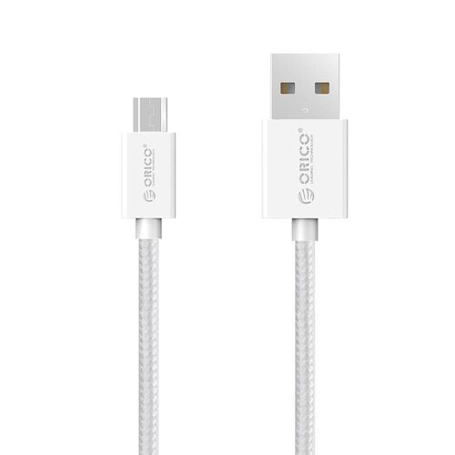 Orico Micro USB oplaad- en datakabel - Gevlochten nylon - 3A -  Wit