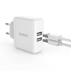 Orico dual charger - reis/thuislader met 2x USB-laadpoorten – Wit