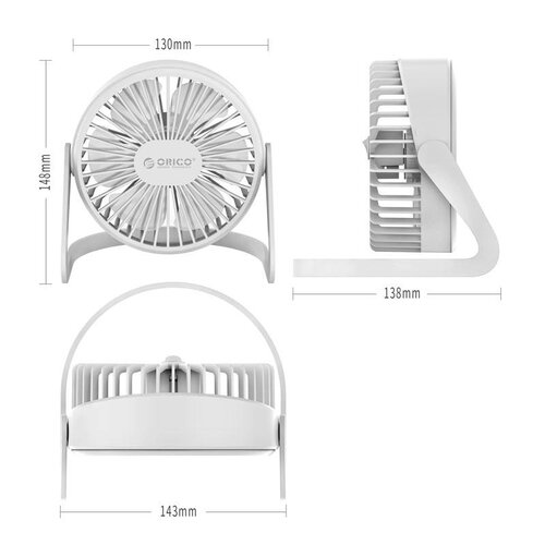 Orico Mini USB fan - rotates 360 degrees - 1.5W - <35dB -Incl. type-A to Micro B cable of 1M - White