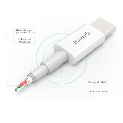 Orico Câble de charge solide de type C à type C - Charge rapide 3A - Longueur de câble: 1 mètre - Blanc