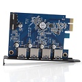 Orico PCI Express uitbreidingskaart – 4x USB 3.0 poorten – 5Gbps – Incl. Schroeven – Zwart