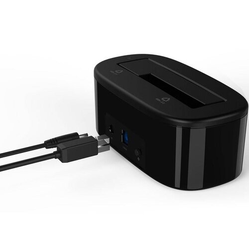 Orico Station d'accueil pour disque dur 2,5 pouces ou 3,5 pouces - HDD/SSD - Incl. câble de données et adaptateur secteur - indicateur LED - noir brillant