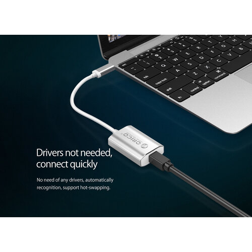 Orico Aluminium USB-C zu Mini DisplayPort Adapter - 4K Ultra HD bei 60Hz - für MacBook, Mi NoteBook Air, Huawei MateBook und Lenovo YOGA - Mac Style - 15CM Kabel - Silber