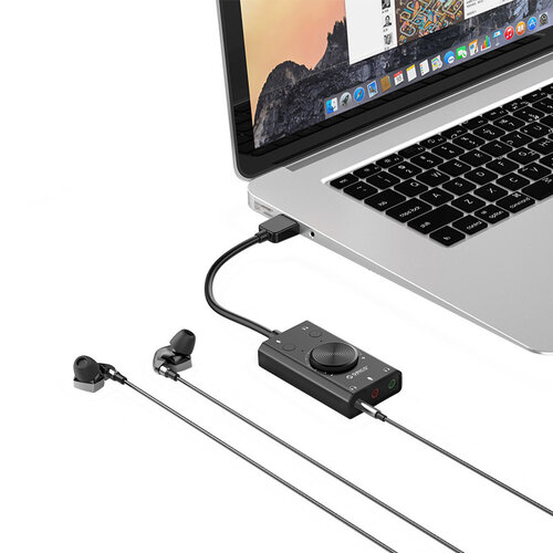 Orico External sound card with volume control - stereo and audio - => 80 dB - black