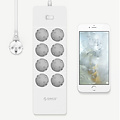 Orico power strip with eight sockets and five USB charging ports - Incl. on / off switch and over voltage protection - White