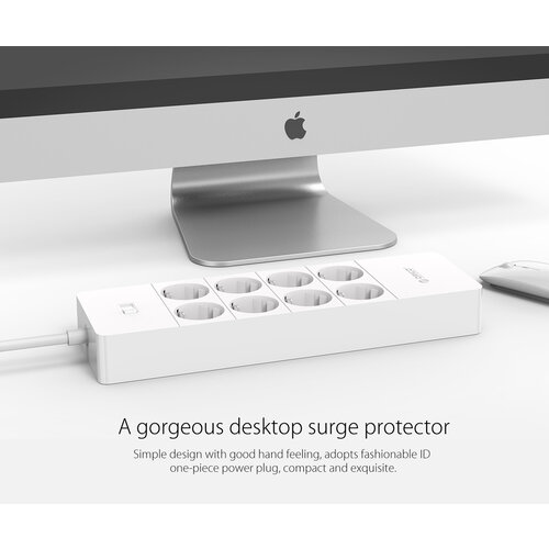 Orico power strip with eight sockets and five USB charging ports - Incl. on / off switch and over voltage protection - White