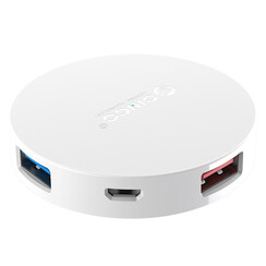 Runder USB 3.0-Hub mit 4 USB-A-Anschlüssen - OTG-Funktion - Weiß