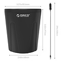 Orico Autolader sigarettenpoort splitter met 3 USB-laadpoorten - 36W - Zwart