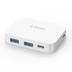 USB3.0 type-C hub naar 2 x USB-A en 2x USB-C - Wit
