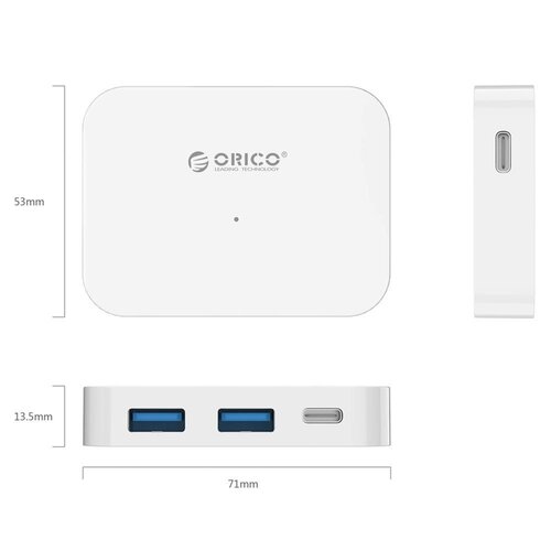 Orico USB3.0 type-C hub naar 2 x USB-A en 2x USB-C - Wit