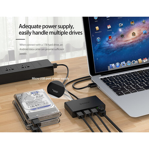 Orico Orico USB 3.0 Hub mit 3 USB-A-Anschlüssen und Gigabit-Ethernet-Anschluss