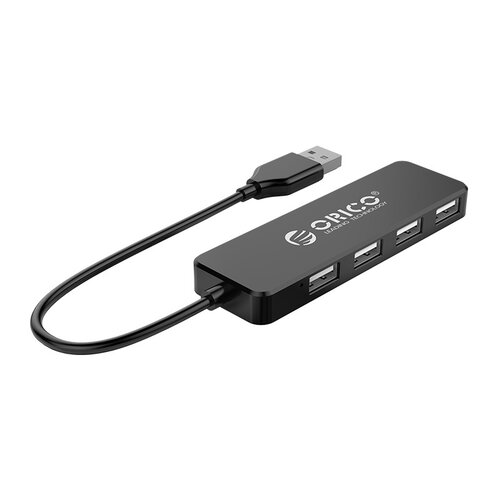 Orico USB 2.0 Hub met 4 USB A poorten - extra dun - zwart